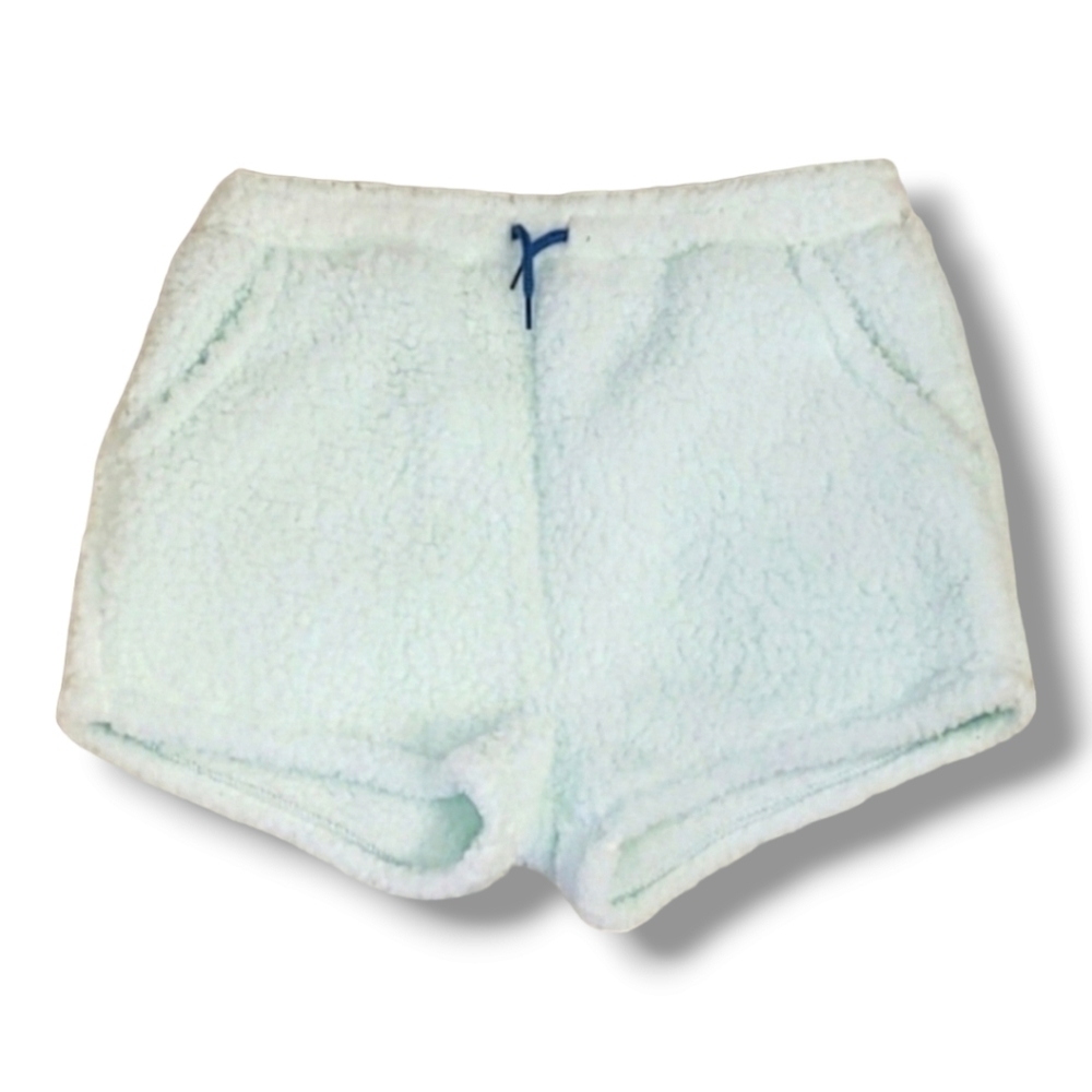 Freshman Fuzzy Soft Light Green Pajama Shorts With Hip Pockets - Size XL (16)